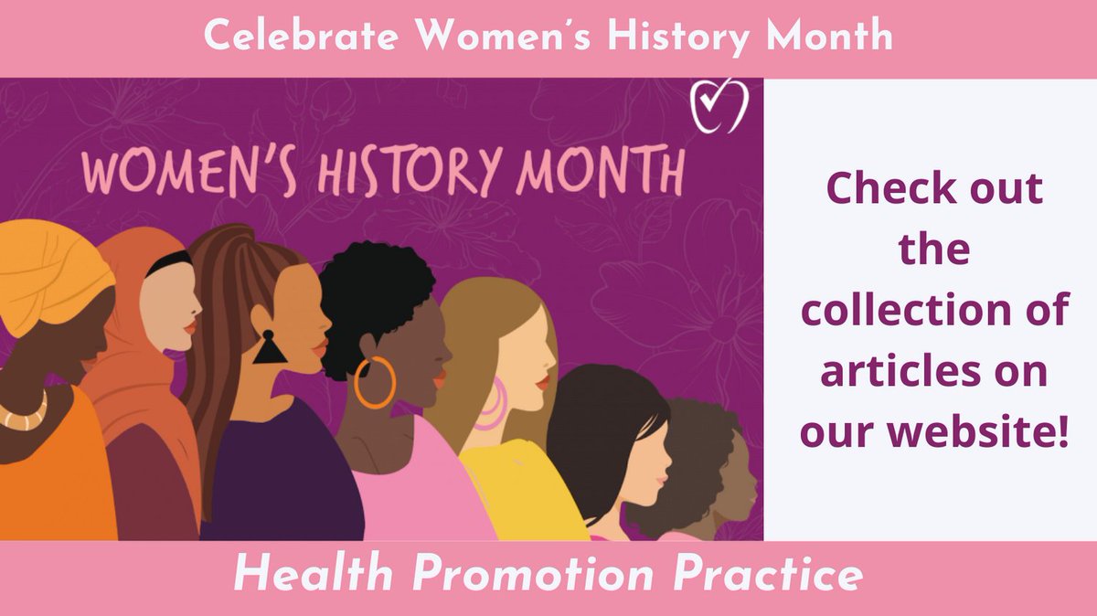 TheHPPJournal (@thehppjournal) on Twitter photo In observance of Women’s History Month, enjoy this collection of articles celebrating the resilience, knowledge, and leadership of women from a wide range of backgrounds in health promotion.
journals.sagepub.com/topic/collecti…
<a href="/LaNitaSWright/">LaNita Wright</a> <a href="/SOPHEtweets/">SOPHE</a> @SagehealthInfo <a href="/JeanMBreny/">Jean M Breny, PhD</a> In observance of Women’s History Month, enjoy this collection of articles celebrating the resilience, knowledge, and leadership of women from a wide range of backgrounds in health promotion.
journals.sagepub.com/topic/collecti…
<a href="/LaNitaSWright/">LaNita Wright</a> <a href="/SOPHEtweets/">SOPHE</a> @SagehealthInfo <a href="/JeanMBreny/">Jean M Breny, PhD</a>