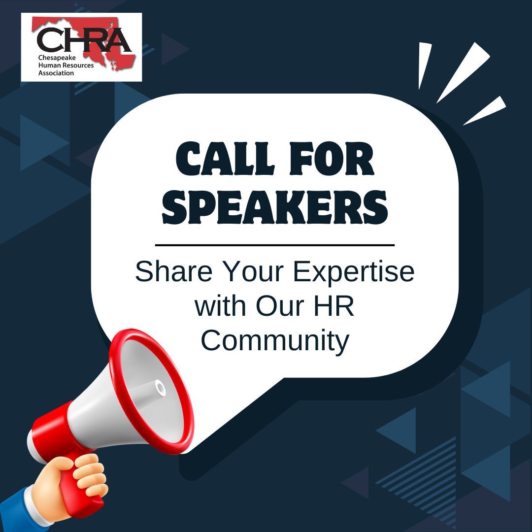 ChesapeakeHRA's tweet image. Are you passionate about HR and eager to inspire others in the profession? CHRA is accepting speaker submissions for our Monthly Education Events!

Submit your topic and let’s elevate the profession together.
chra.com/page/MonthlyEd… 

#BaltimoreSHRM #CallForSpeakers #HREducation
