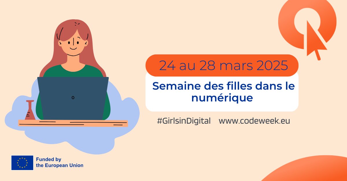 🚀 C’est la Semaine des filles dans le numérique ! 👩‍💻
Ateliers, rencontres, actions en classe : chaque initiative compte pour inspirer les futures talents féminins du numérique !
👉 Enregistrez votre activité sur codeweek.eu

#CodeWeek #WomenInTech