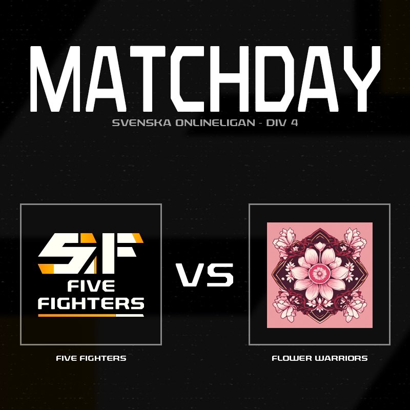 Five Fighters (@fivefighterslol) on Twitter photo ‼️MATCHDAY‼️
Playing <a href="/Onlineligan/">Svenska Onlineligan</a> division 4 tonight, first place on the line!
⏰ - 20:30 CET
⚔️ - Five Fighters vs <a href="/flower_warriors/">Flower Warriors</a>
#SOLS10 ‼️MATCHDAY‼️
Playing <a href="/Onlineligan/">Svenska Onlineligan</a> division 4 tonight, first place on the line!
⏰ - 20:30 CET
⚔️ - Five Fighters vs <a href="/flower_warriors/">Flower Warriors</a>
#SOLS10