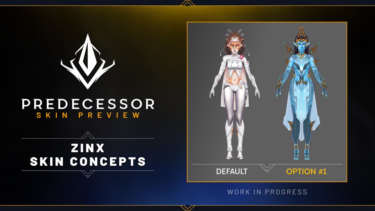 PredecessorGame's tweet image. Skin Preview: Zinx! ⚕️

Our team are currently designing a few different Rare/Epic skin concepts for everyone's favourite augmented ally, Zinx! 😸