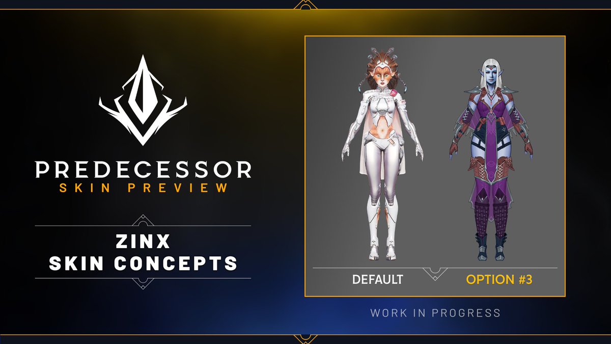 PredecessorGame's tweet image. Skin Preview: Zinx! ⚕️

Our team are currently designing a few different Rare/Epic skin concepts for everyone's favourite augmented ally, Zinx! 😸