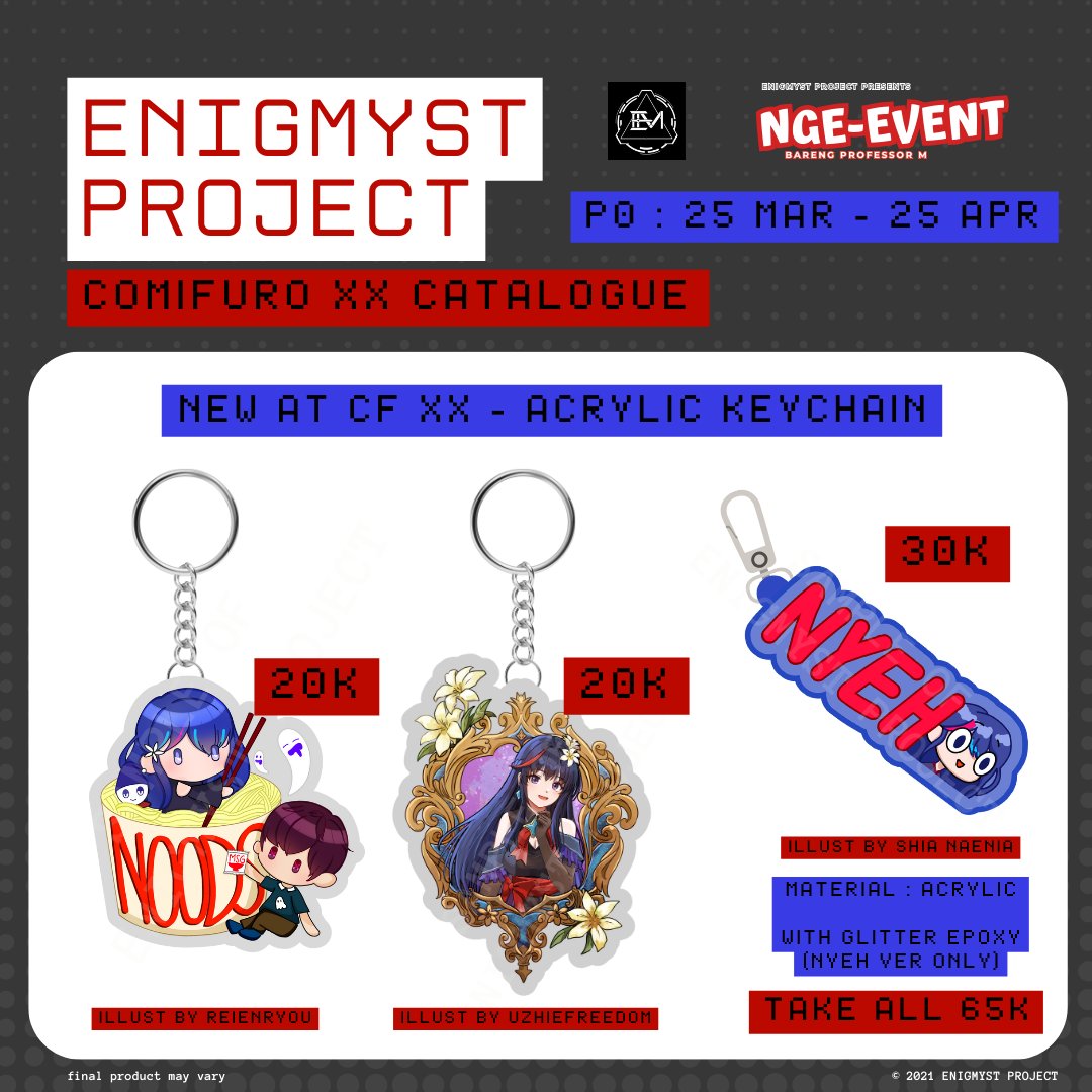 enigmystproject's tweet photo. NEW ITEM ON #CFXX AND PRE-ORDER ONLY ITEM!

Merchandises that are made by order (PO Only): 
- Shikishi 
- Observers Kit 
- Ghostie Plushie 
- Signed Merchandise and Letters from Talents

#CFXX #COMIFUROCATALOGUE #COMIFURO #ENIGMYSTProject https://t.co/oIEJFlTTJG