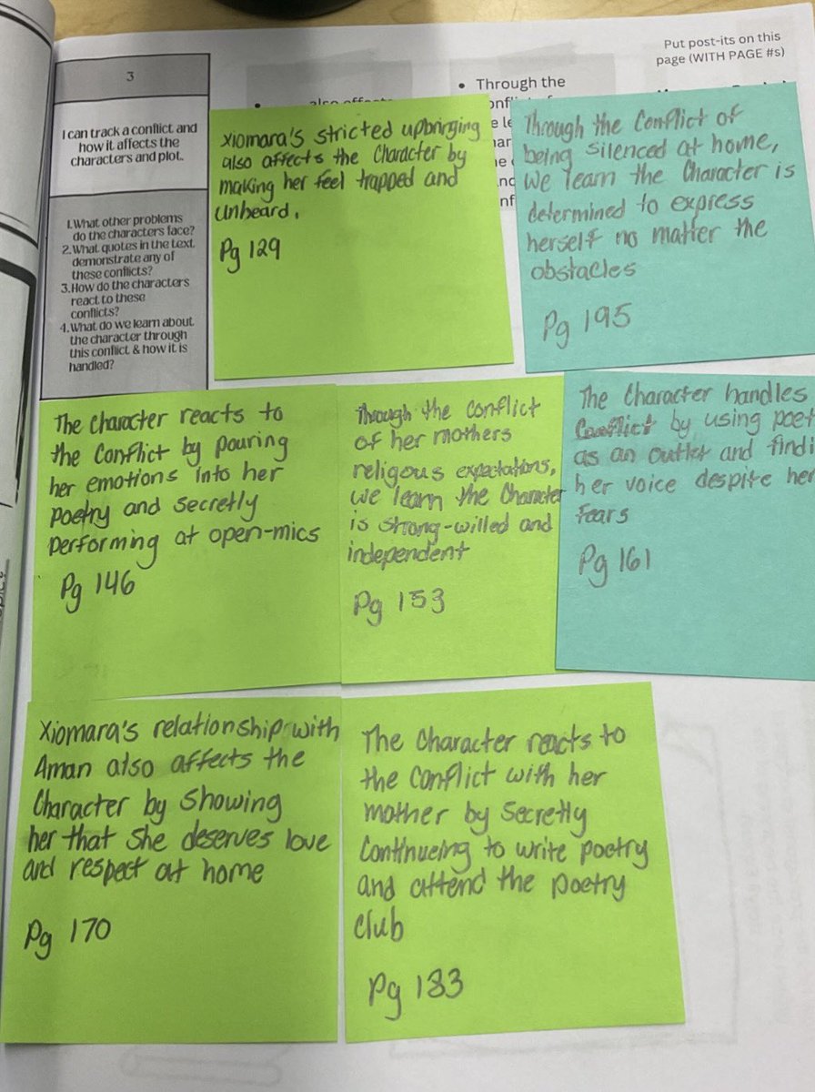 Learners showing their thinking and demonstrating their learning of different levels of the learning progression through post it’s and sentence stems!