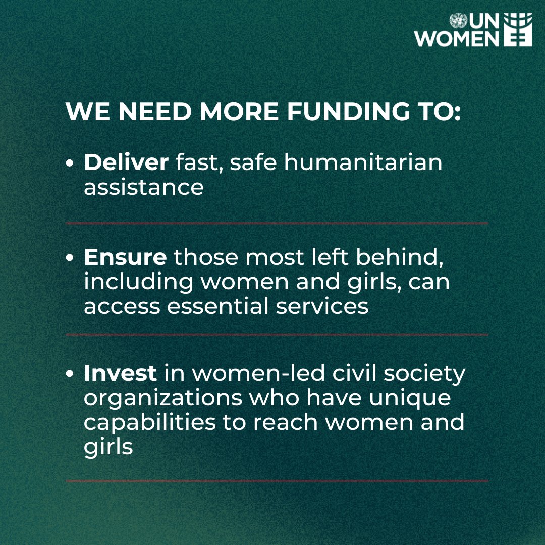 UN Women (@un_women) on Twitter photo 🚨 2 YEARS OF CONFLICT IN #SUDAN.
🚨 6 MILLION women and girls will not be able to access gender-based violence services.
The world cannot look away.
👉Read more: unwo.men/2Eg450Voanx
#NoExcuse
@unocha <a href="/Refugees/">UNHCR, the UN Refugee Agency</a> 🚨 2 YEARS OF CONFLICT IN #SUDAN.
🚨 6 MILLION women and girls will not be able to access gender-based violence services.
The world cannot look away.
👉Read more: unwo.men/2Eg450Voanx
#NoExcuse
@unocha <a href="/Refugees/">UNHCR, the UN Refugee Agency</a>
