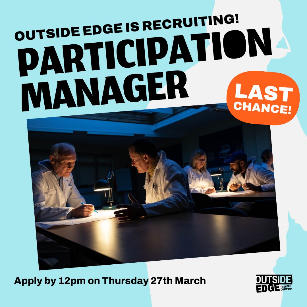 Quick! We’re looking for a Participation Manager.

If you’re passionate &amp; ready to make an impact through theatre, we’d love to hear from you.

Deadline: 12pm Thurs 27 March
Apply Here: outsideedge.org/participation-…

#ArtsJobs

Link in bio for more details and how to apply.