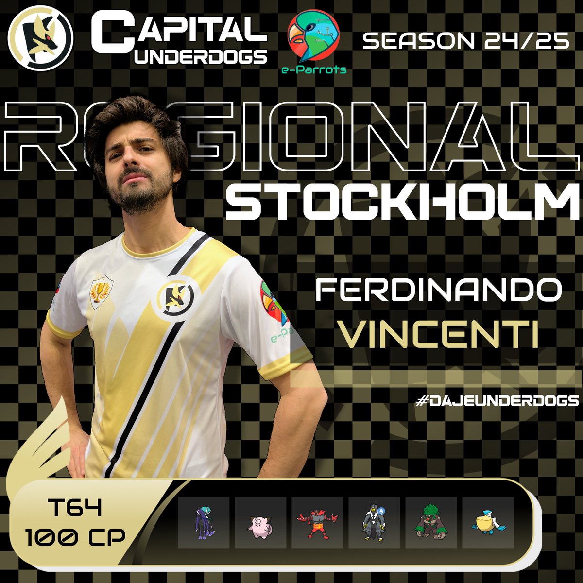 e-Parrots (@eparrots_) on Twitter photo Here are the results of our Capital Underdogs roster at the Pokรฉmon VGC Stockholm Regional Championship! (1/2)
Top 32 (Cut)
<a href="/Braseg_257/">Gilberto Goracci</a>
Top 64 (Day 2)
<a href="/TedWinners/">Ferdinando Vincenti</a>
#DajeUnderdogs ๐บ๐๐ค
#GoParrots ๐ฆ Here are the results of our Capital Underdogs roster at the Pokรฉmon VGC Stockholm Regional Championship! (1/2)
Top 32 (Cut)
<a href="/Braseg_257/">Gilberto Goracci</a>
Top 64 (Day 2)
<a href="/TedWinners/">Ferdinando Vincenti</a>
#DajeUnderdogs ๐บ๐๐ค
#GoParrots ๐ฆ