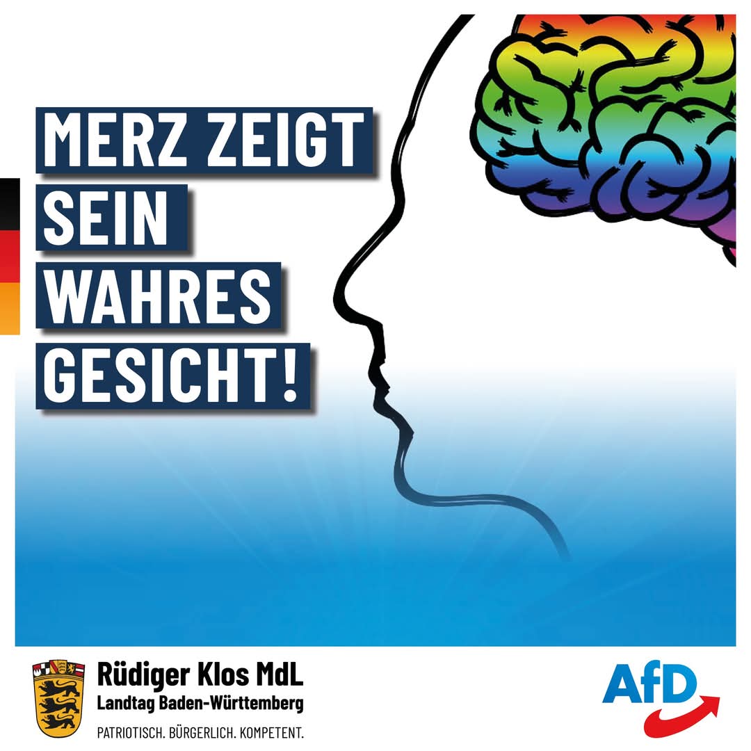 RuedigerKlos's tweet photo. #Merz kann es nicht. 

Er hat sich von allen über den Tisch ziehen lassen, weil er keinen Standpunkt hat - außer einem:

Er will #Kanzler werden, koste es #Deutschland was es wolle.

Die #Union ist im freien Fall - 26%, #AfD schon 23%.

Das drehen wir noch bis zur #Landtagswahl. https://t.co/J54QW8TGNf