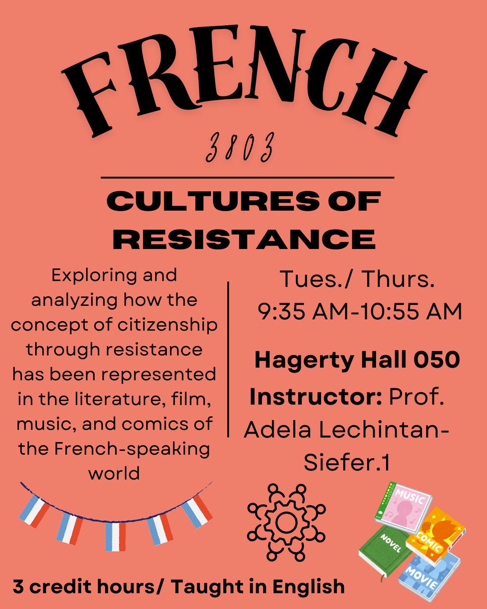 AUTUMN '25 COURSE OFFERING:
French 3803: Cultures of Resistance

For more information, please visit the link below:
frit.osu.edu/autumn-2025-co…