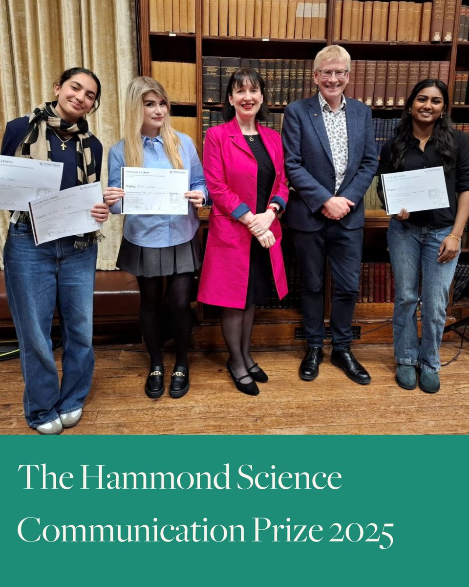Girton College, Cambridge University (@girtoncollege) on Twitter photo Congratulations to this year's Hammond Science Communication Prize winners:
๐ Gina Fadel
๐ Aditi Chezhian
๐ Tasha Leeson
Read more about their winning entries โฌ๏ธ <a href="/drphilhammond/">Dr Phil Hammond ๐</a> <a href="/ilovepathology/">Dr Suzy Lishman CBE ๐ฉ๐ปโ๐ฌ</a>
girton.cam.ac.uk/news/2025-hammโฆ Congratulations to this year's Hammond Science Communication Prize winners:
๐ Gina Fadel
๐ Aditi Chezhian
๐ Tasha Leeson
Read more about their winning entries โฌ๏ธ <a href="/drphilhammond/">Dr Phil Hammond ๐</a> <a href="/ilovepathology/">Dr Suzy Lishman CBE ๐ฉ๐ปโ๐ฌ</a>
girton.cam.ac.uk/news/2025-hammโฆ