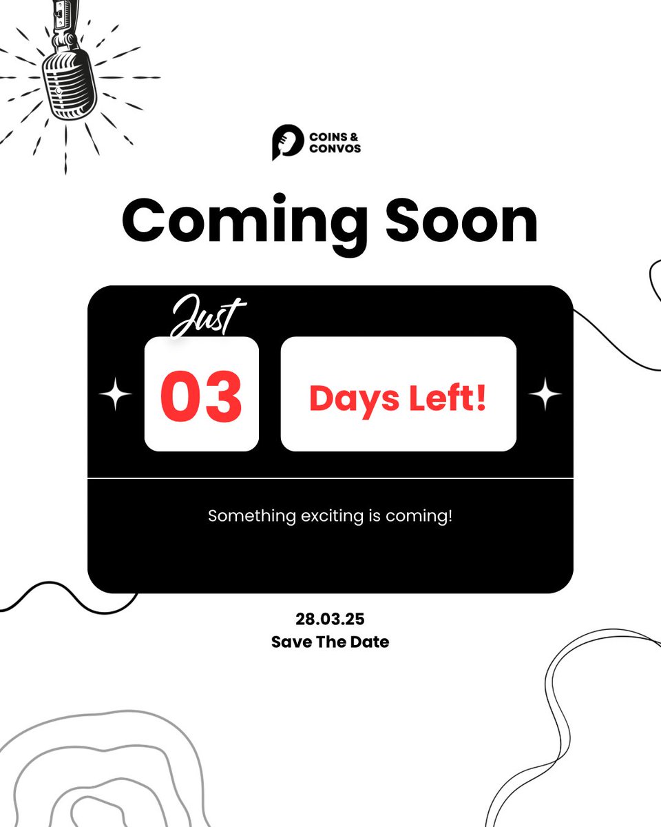 Ready to roll?

3 days left fellow Hustlers and Dreamers 😎

#coinsnconvos #podcast #podcastlaunch #businesspodcast #startuppodcast #techpodcast