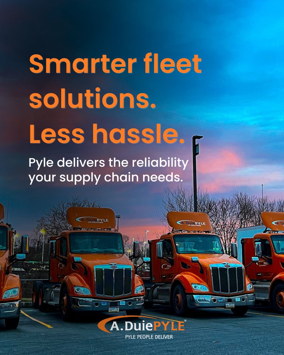 🚛 Smarter fleet solutions. Less hassle.

Pyle’s Dedicated Contract Services help you:
✅ Skip driver recruiting
✅ Lower liability risk
✅ Boost efficiency

Learn more: aduiepyle.com/solutions/dedi…

#ADuiePyle #SupplyChain #Transportation
