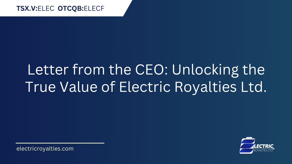 🖊️Check out this comprehensive letter from $ELEC CEO Brendan Yurik, outlining the company’s strategic vision and the significant opportunities within our royalty portfolio of electric metals. 

Read it here: …c-4fa8-bf2c-535ba5182cc0.usrfiles.com/ugd/f9767f_08c…

#metals #mining #copper #lithium