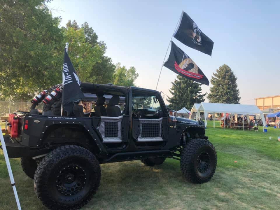 Thank you Mr. Micheal B Kelley for sharing this decked out Jeep Wrangler with THREE POW/MIA flags attached!