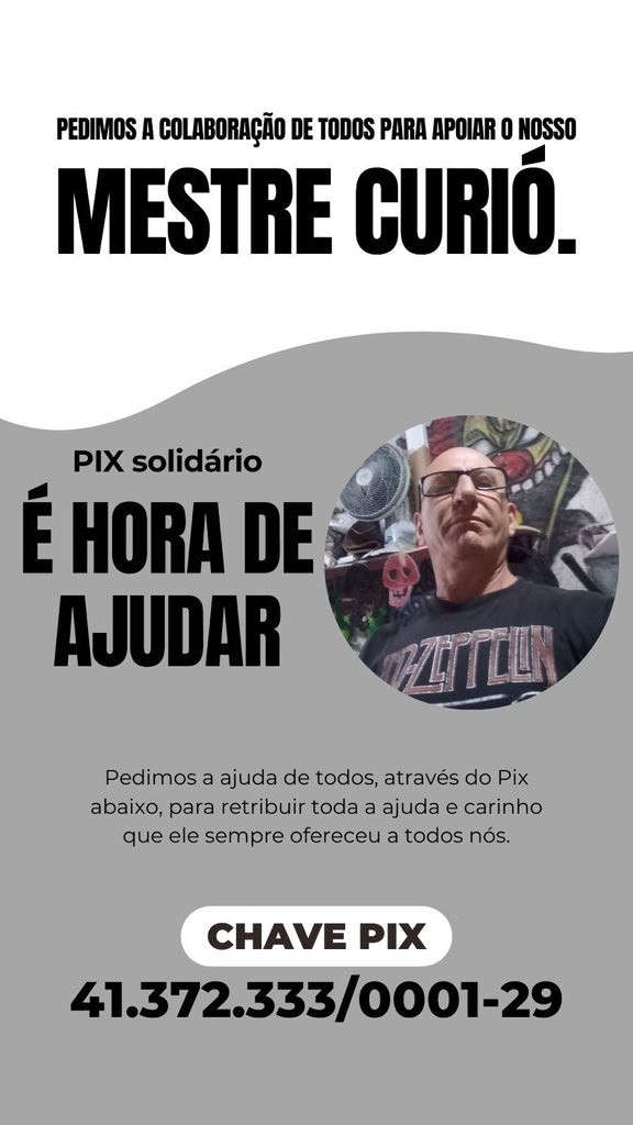 Pedindo ajuda para um amigo, artista e trabalhador autônomo que está passando por problemas de saúde:

Pix 41.372.333/0001-29