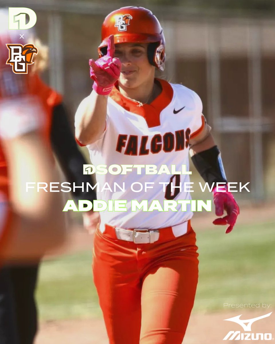 Freshman of the Week: Addie Martin, Bowling Green

Addie Martin made a difference for her team offensively, with three home runs and five RBIs to her credit along with three stolen bases.

<a href="/BGSUSoftball/">BGSU Softball</a> 

Presented by <a href="/MizunoSportsUSA/">Mizuno Team Sports USA</a> 
🔗 d1softball.com/weekly-award-w…