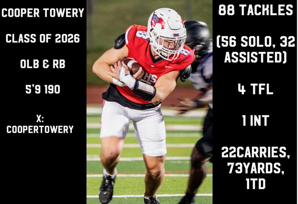 Cooper Towery is a BALL PLAYER. He will go out and lead a 15 play drive on offense, score, long snap for the PAT, run down the field on kickoff right after, and then play a full drive on defense before doing it all over again. He was a huge factor in our offensive run game, and