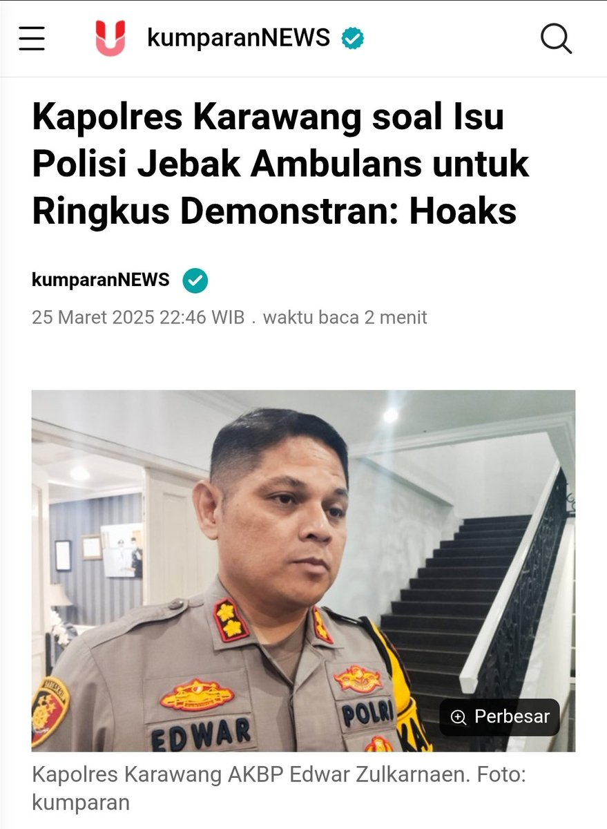 iyagitubar's tweet image. Kak @jorgianaaa ini dari Kapolres Karawang hoax katanya

Source: m.kumparan.com/kumparannews/k…