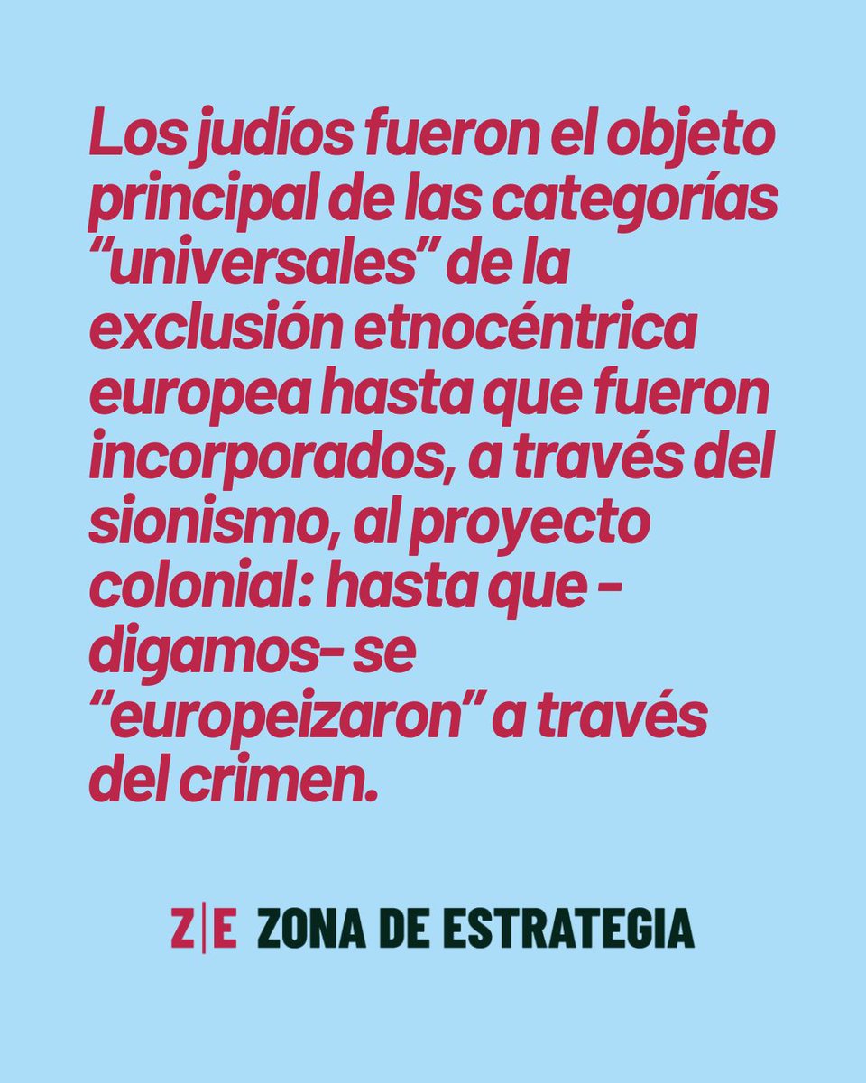 Zona de Estrategia (@zonaestrategia) on Twitter photo Tras siglos de persecución, los judíos sólo fueron reconocidos como europeos cuando salieron de Europa y en la medida en que se comportaron y comportan como europeos: es decir, como sionistas. Por <a href="/SantiagoAlbaR/">Santiago Alba Rico</a> zonaestrategia.net/nosotros-y-los… Tras siglos de persecución, los judíos sólo fueron reconocidos como europeos cuando salieron de Europa y en la medida en que se comportaron y comportan como europeos: es decir, como sionistas. Por <a href="/SantiagoAlbaR/">Santiago Alba Rico</a> zonaestrategia.net/nosotros-y-los…