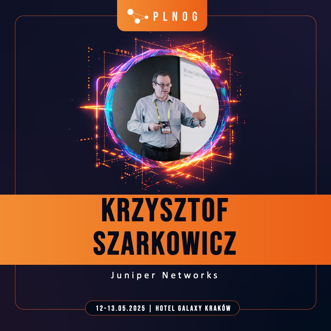 PLNOG (@plnog) on Twitter photo Krzysztof Szarkowicz z <a href="/JuniperNetworks/">HPE Juniper Networking</a> kolejnym prelegentem #PLNOG2025! Jeśli jesteście zainteresowani wyzwaniami związanymi z migracją #SRv6 - to nie możecie przegapić jego wystąpienia!
Bilet w tańszej cenie kupicie tutaj: eventory.cc/event/plnog-33… Krzysztof Szarkowicz z <a href="/JuniperNetworks/">HPE Juniper Networking</a> kolejnym prelegentem #PLNOG2025! Jeśli jesteście zainteresowani wyzwaniami związanymi z migracją #SRv6 - to nie możecie przegapić jego wystąpienia!
Bilet w tańszej cenie kupicie tutaj: eventory.cc/event/plnog-33…