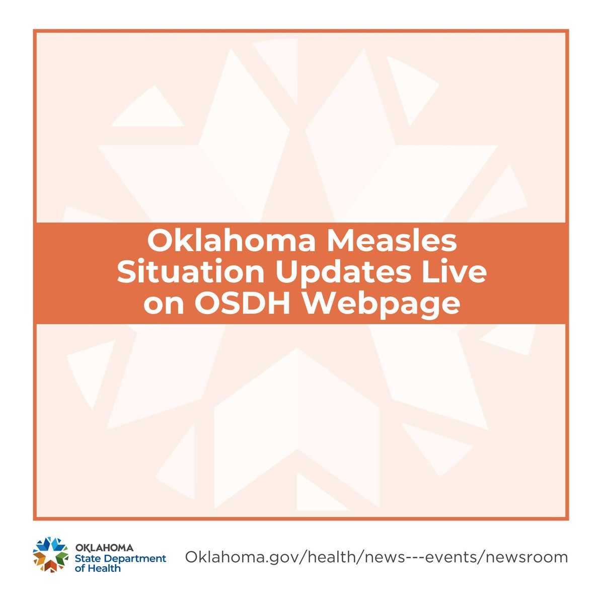 HealthyOklahoma's tweet image. Today’s measles situation update will reflect nine measles cases, among unvaccinated individuals in northeastern Oklahoma. At this time, no cases have resulted from exposure to public settings.

For more updates visit: brnw.ch/21wRzbE or brnw.ch/21wRzbD.