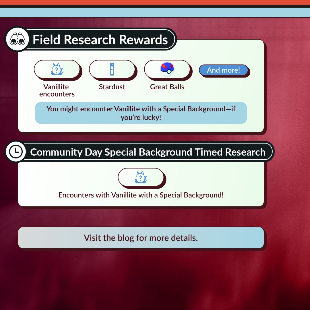 Vanillite, the Fresh Snow Pokémon, will appear more frequently during #PokemonGOCommunityDay on April 27 from 2:00 p.m. to 5:00 p.m. local time.  ❄️🍦 

pokemongolive.com/post/community…
