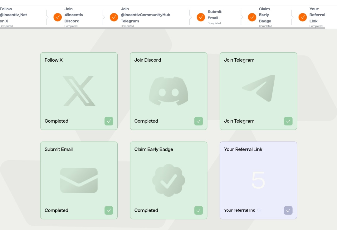 gmore126's tweet image. Quest Complete! I&apos;ve crushed the Incentive Pre-Registration challenge! Earned my badge and I&apos;m feeling accomplished! Ready for the next level! @Incentiv_net 

#IncentivNet #PreRegistration #BadgeClaimed&quot;