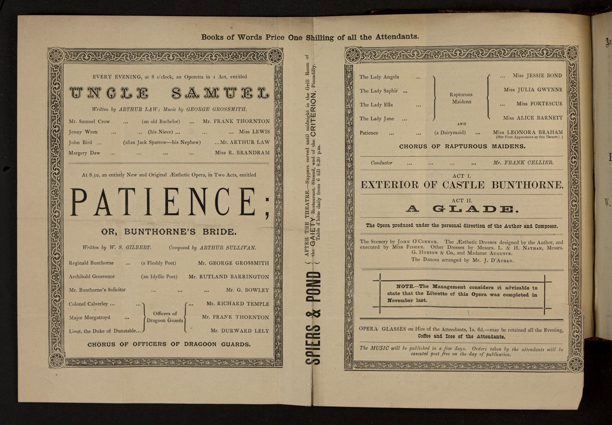 Senate House Library (@senatehouselib) on Twitter photo #OnThisDay 200 years ago, Gilbert and Sullivan’s first comic opera, Trial by Jury, was performed 🎭 This advertisement for one of their later works, lampooning the Pre-Raphaelites, is from Victorian texts of their plays at <a href="/SenateHouseLib/">Senate House Library</a> 📖 #OnThisDay 200 years ago, Gilbert and Sullivan’s first comic opera, Trial by Jury, was performed 🎭 This advertisement for one of their later works, lampooning the Pre-Raphaelites, is from Victorian texts of their plays at <a href="/SenateHouseLib/">Senate House Library</a> 📖