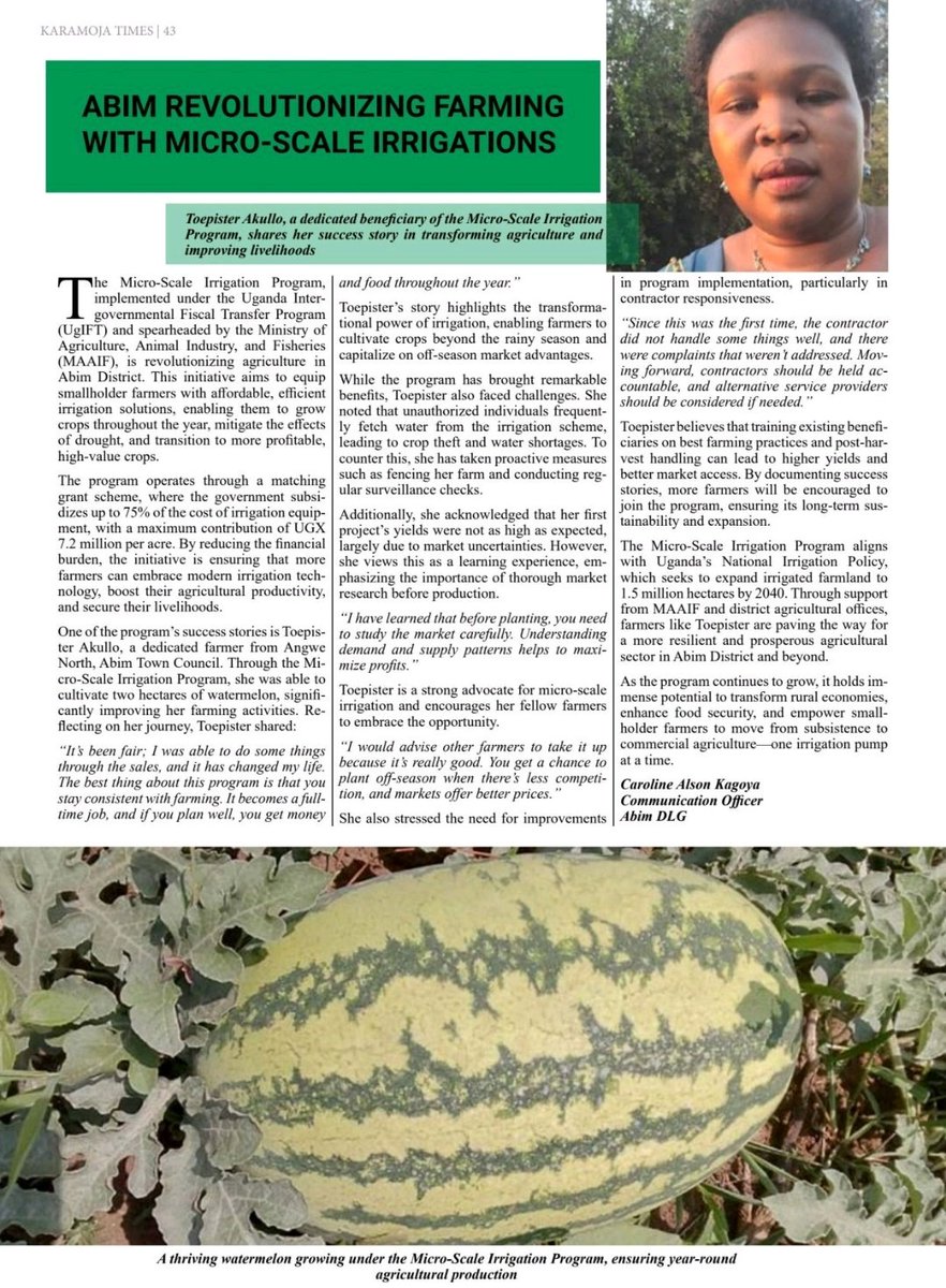 Abim revolutionizing farming with micro-scale irrigation.
#karamojatimes
<a href="/carolinealson/">Caroline Alson Kagoya.</a>