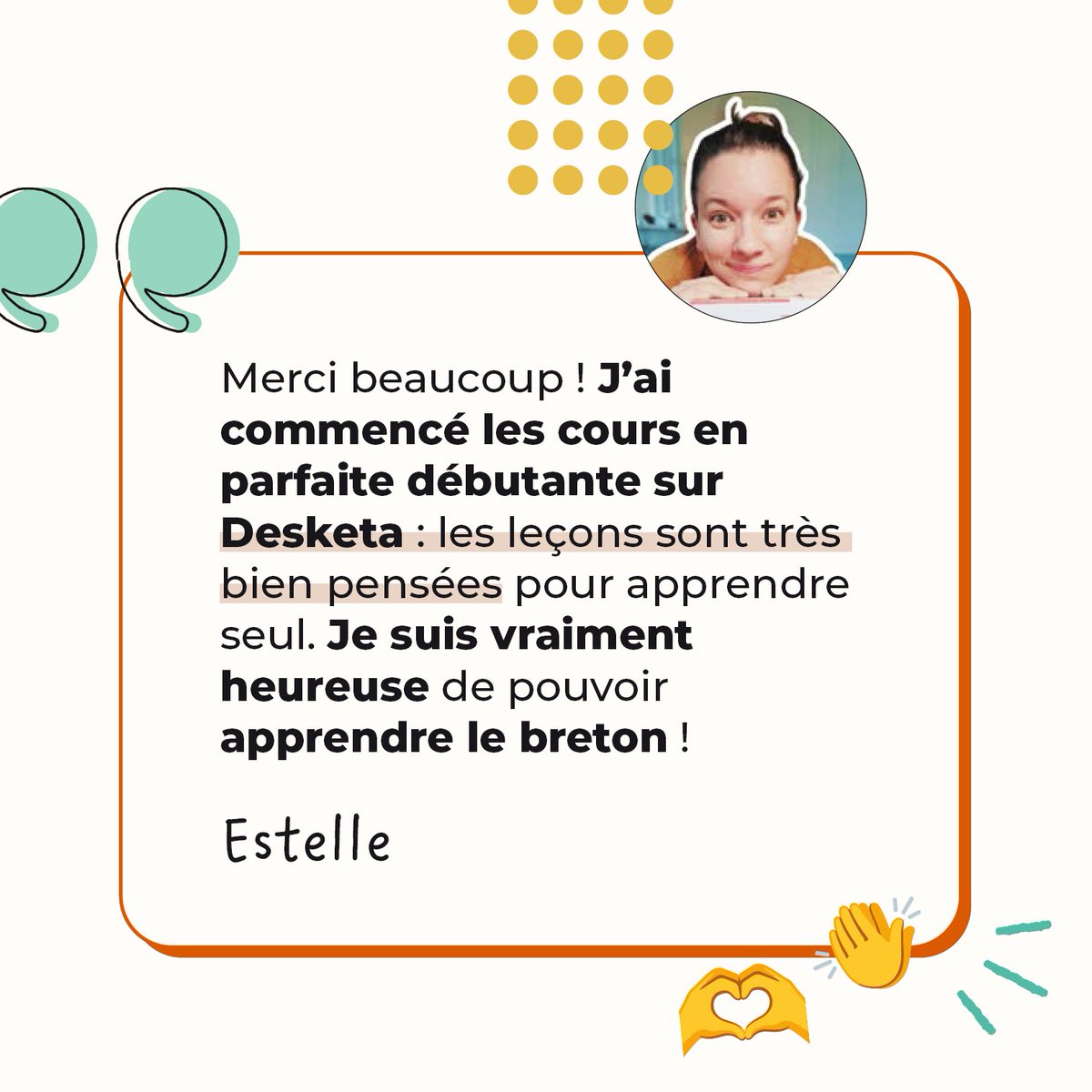 A-drugarez da Zesketa e tesk miliadoù a dud brezhoneg ! Petra eo Desketa ?
✅ Kentelioù digoust hag enlinenn
✅ Liveoù disheñvel evit deskiñ ar yezh da'z lusk
✅ Atalieroù evit pleustriñ ar skrid hag ar c’hompren dre selaou, displegadennoù simpl ha pleustrek
