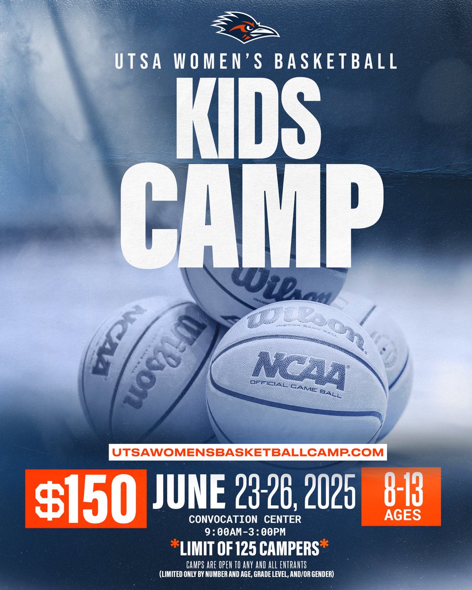 UTSA Women’s Basketball (@utsawbb) on Twitter photo Camp SZN is right around the corner! 
Register for our Kids Camp at utsawomensbasketballcamp.com
#BirdsUp 🤙 | #LetsGo210 | #CashIn 🏀 Camp SZN is right around the corner! 
Register for our Kids Camp at utsawomensbasketballcamp.com
#BirdsUp 🤙 | #LetsGo210 | #CashIn 🏀