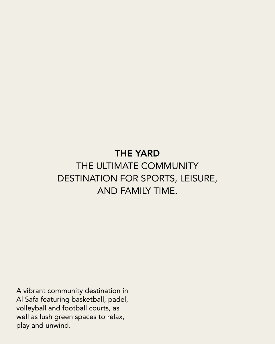 DrecUae's tweet photo. Experience community and leisure at The Yard, Al Safa! Featuring versatile sports facilities, lush green spaces and modern amenities. It’s the perfect place to relax, play and connect.

#TheYardDubai #AlSafa #CommunityLiving #DubaiLifestyle #DubaiSports #FamilyTime #OutdoorLife https://t.co/ay2xKtIv2r