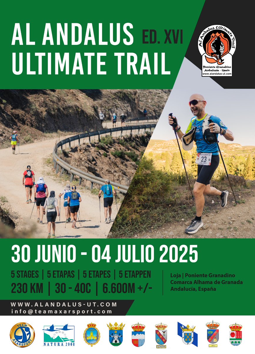 TeamAxarsport's tweet photo. 📩 One Week Until Final Price Period! Save €€€ on AAUT 2025🥇🇪🇦 - 
Why Al Andalus Ultimate Trail?
This isn’t just a race; it’s a 5-day test of endurance through Southern Spain’s stunning natural parks and rugged landscapes. https://t.co/5kfNTwzOcI https://t.co/TGolaokELR