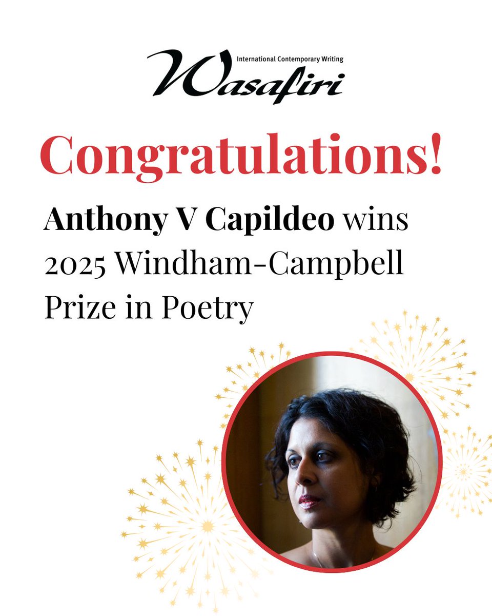 Wasafiri (@wasafirimag) on Twitter photo Congratulations to Wasafiri contributor Anthony V Capildeo on winning the <a href="/WindhamCampbell/">Windham-Campbell Prizes</a> Prize in Poetry this year!
In celebration, we've made an interview between them and Palestinian writer Yousif M Qasmiyeh free access until 30 April:
buff.ly/8sYBpuQ Congratulations to Wasafiri contributor Anthony V Capildeo on winning the <a href="/WindhamCampbell/">Windham-Campbell Prizes</a> Prize in Poetry this year!
In celebration, we've made an interview between them and Palestinian writer Yousif M Qasmiyeh free access until 30 April:
buff.ly/8sYBpuQ
