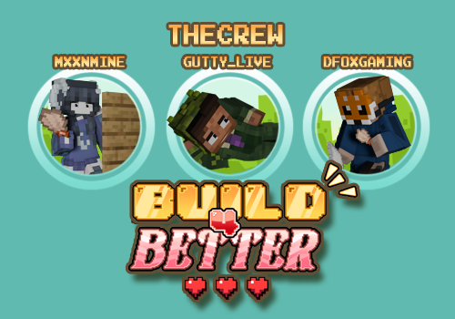 BUILD4BETTER #ANNOUNCEMENT !! Meet The Crew: Announcing our artistic talent! beautiful artist and cottegecore builder <a href="/mxxnmine/">Moon</a>, New Twitch Partner and Outstanding Builder <a href="/Gutty_Live/">Gutty</a>, and Cheeky Hardcore Foxy Talent dfoxgaming 👀 #Minecraft #contentcreators