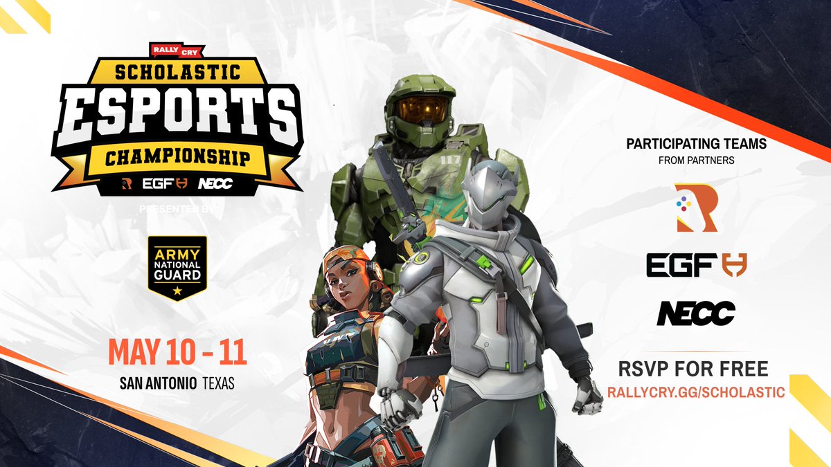 RSVPs for the 2025 Scholastic Esports Championship is now LIVE 🚨

Register for FREE and watch the best high school &amp; collegiate students across the nation compete in person in Overwatch 2, VALORANT and more!

📅 May 10-11
📍 Boeing Center at Tech Port
🔗rallycry.gg/scholastic