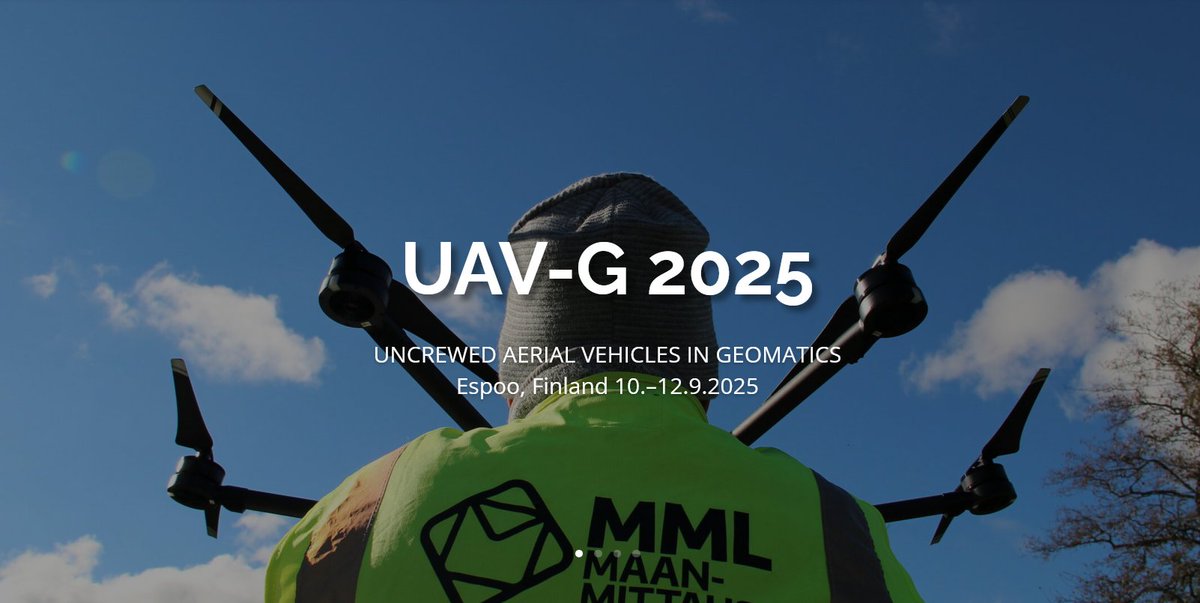 📣 UAV-g 2025 abstract submission deadline extended to 10 April 2025! ✈️📄
Join us in Espoo 🇫🇮 from 10–12 Sept to explore the latest in UAVs &amp; geomatics 🤖🌍🔗 uav-g2025.com

FinDrones by RESDINET partner NLS FGI runs in parallel! 🚁uav-g2025.com/findrones/