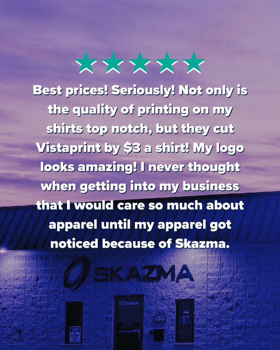 Quality. Affordability. Impact
When your apparel stands out, so does your business! We love hearing feedback like this, it’s why we do what we do. Top notch printing, unbeatable prices, and logos that make a statement. Ready to get noticed? Reach out today skazma.com