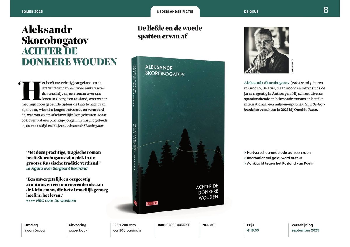 The Dutch edition of my new novel ‘Achter de donkere wouden’ (<a href="/De_Geus/">Uitgeverij De Geus</a>) is now in the catalogue for bookstores in Flanders and the Netherlands. In stores from September 2.

English edition ‘Through the Dark Woods’ (<a href="/oldstpublishing/">Old Street Publishing</a>) to follow.