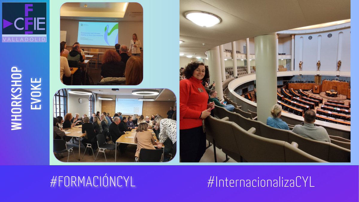 🔴Comienza el segundo workshop del proyecto EVOKE en Finlandia con una visita al parlamento en Helsinki y dos talleres en torno a la educación para la democracia. Un inicio muy productivo,y ahora el equipo va camino de Jyväskylä para continuar con el trabajo!
#internacionalizaCyL