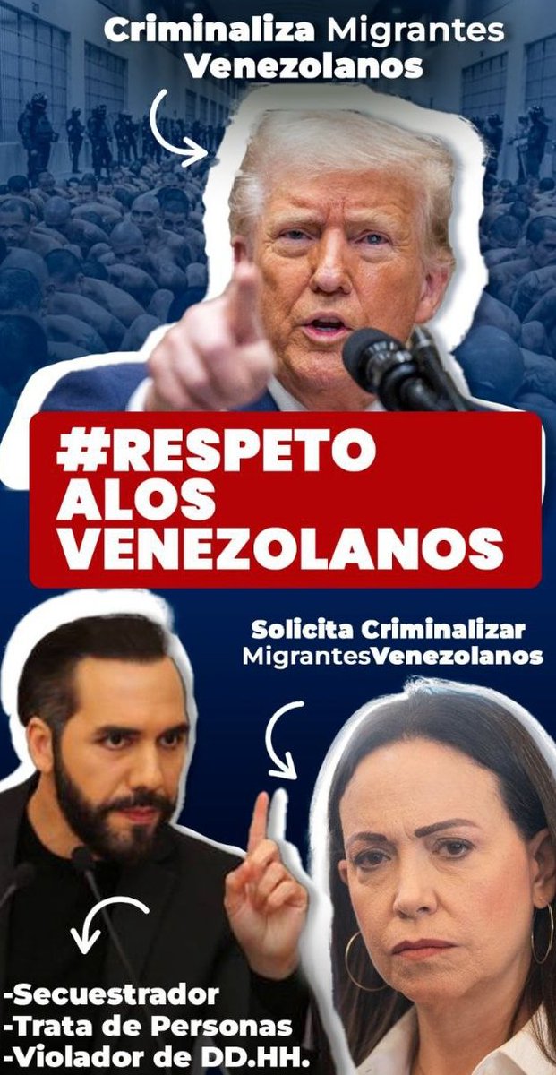 #RespetoALosVenezolanos
MCM debe pagar por ser la autora de las políticas de odio contra nuestros hermanos Venezolanos migrantes que hoy están encarcelados en el Salvador.
#Justicia
#RespetoALosVenezolanos