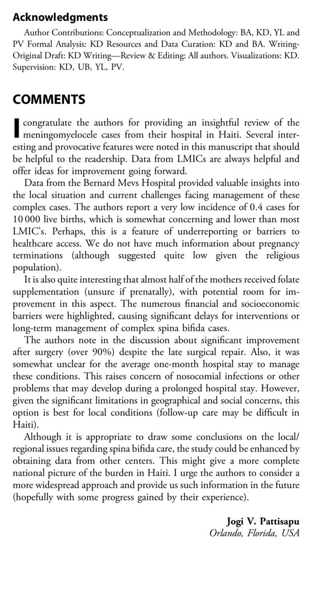 In this installment of the Haiti series, we explore myelomeningocele at Bernard Mevs Hospital, Haiti, analyzing 54 pediatric cases from 2018-2022. We highlight prevalence, defects, socioeconomics, and the need for improved prenatal care.

Read more: journals.lww.com/neurosurgpraco…