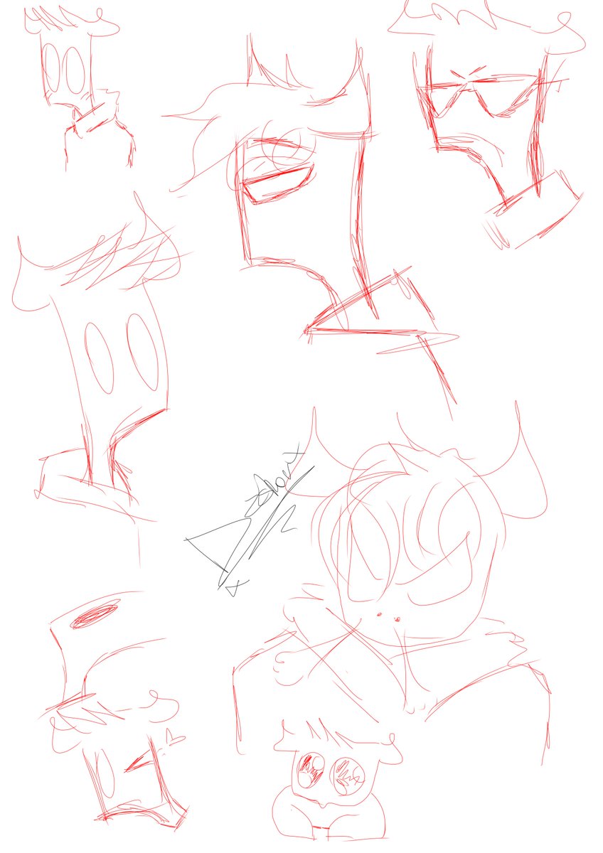 Algunos bocetos de expresiones de mi. Solo para poder agarrar el ritmo a la tableta