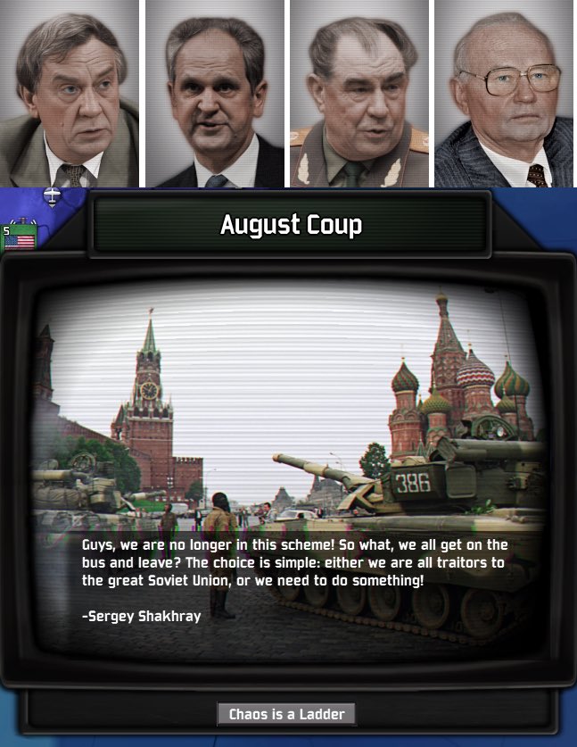 CWIC_official's tweet photo. Августовский путч!!!🇷🇺🇷🇺🇷🇺
Here is the teasers of the 1991 August Coup, and the Death of the Soviet Union🇷🇺 WE NEED REFORM THE UNION ASAP!🔨
Пролетарии всех стран, соединяйтесь….?
#Hoi4 #CWIC #Hoi4mod #USSR #Russia #BorisYeltsin #AugustCoup #Е́льцин #Горбачёв https://t.co/EfNC7by6qn