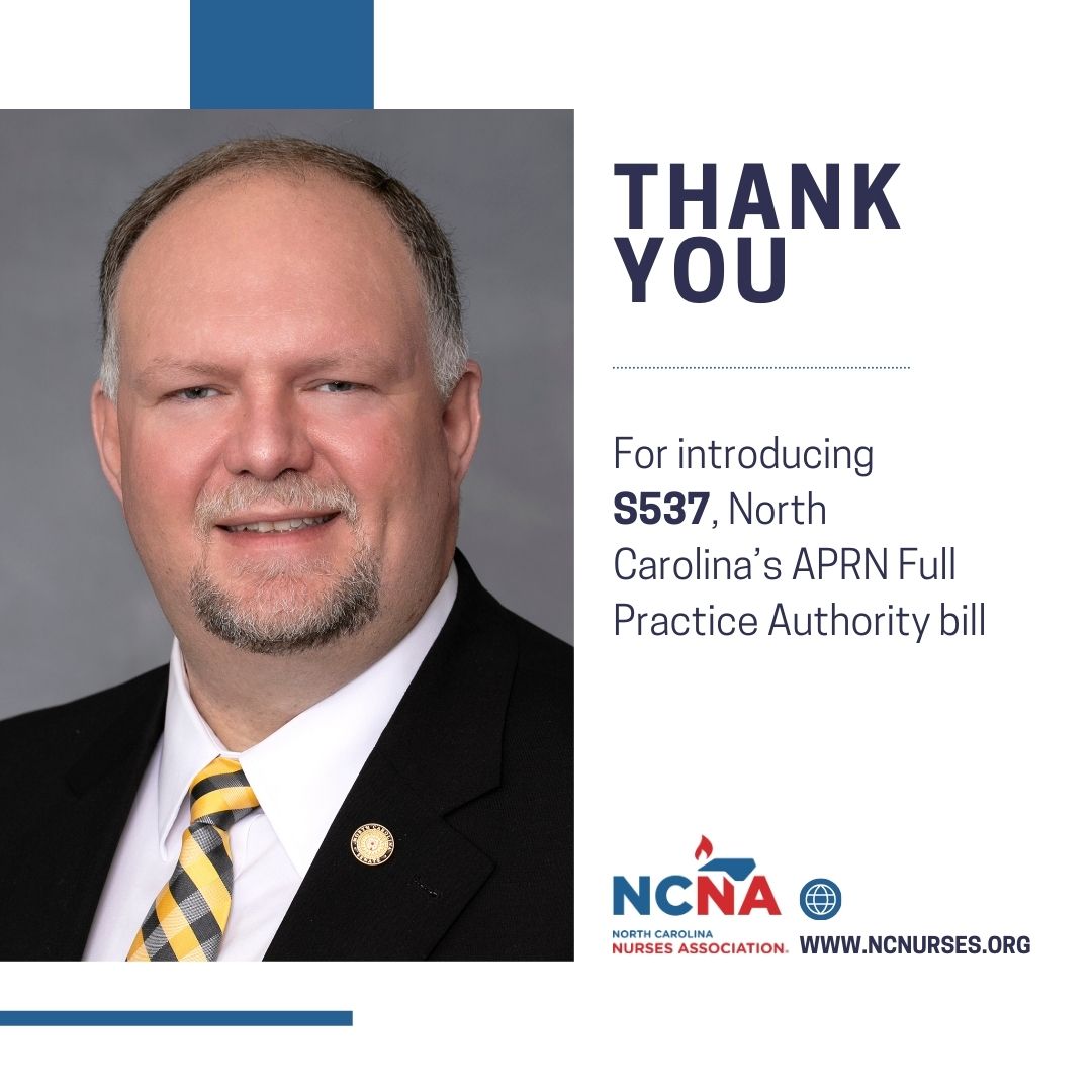 Thanks to <a href="/RalphHise/">Senator Ralph Hise</a> for introducing S537! Full practice authority for #APRNs will save North Carolina more than $650-million per year while increasing access to quality healthcare.

NCNA strongly endorses this bill. ncleg.gov/BillLookUp/202…

#NursingForward® #NCGA