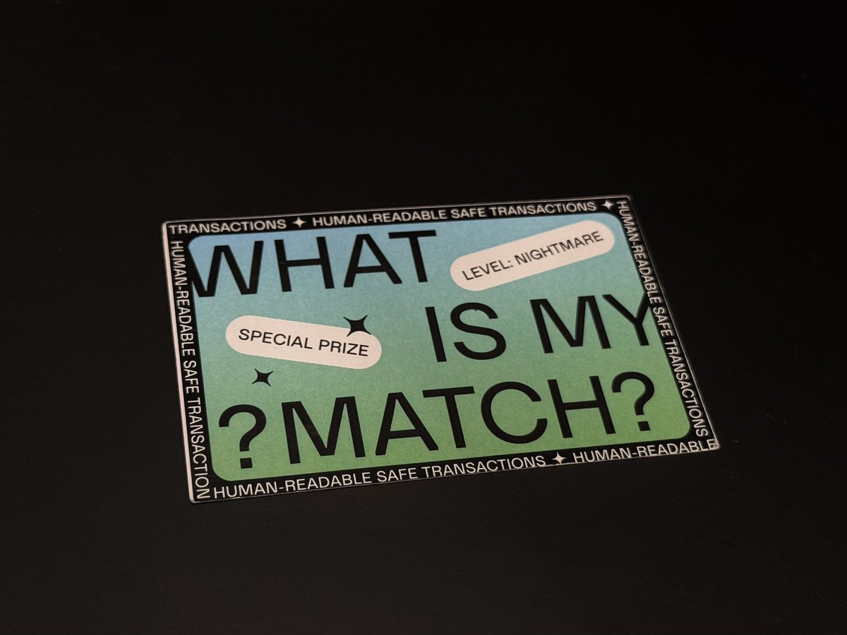 tanyaef_'s tweet photo. throwback to our first #safecon and the *Whatโs My Match* card game, where an undecoded transaction met its human-readable soulmate ๐
could you match the right description to the raw tx? https://t.co/wMFYiI5uwK