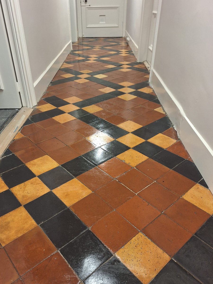 pmacdublin's tweet photo. We recently had the pleasure of restoring this beautiful tile floor to its former glory. The #restoration process included a thorough deep cleaning using steam and high heat, followed by regrouting, the resetting of displaced tiles & protective sealing.
#Stonefloor #PMAC https://t.co/l9ivSysUNJ