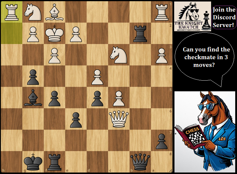 TheKnightKwatch's tweet photo. Mate in 3 3⃣🔥! Black to play, can you spot it? #chess #chessmasters #chessnews #chesstactics #tactics #chessable #chessbase @GothamChess @GMHikaru #puzzles #chesspuzles @GmNaroditsky #Science #math #physics https://t.co/uxgu3tNNAg