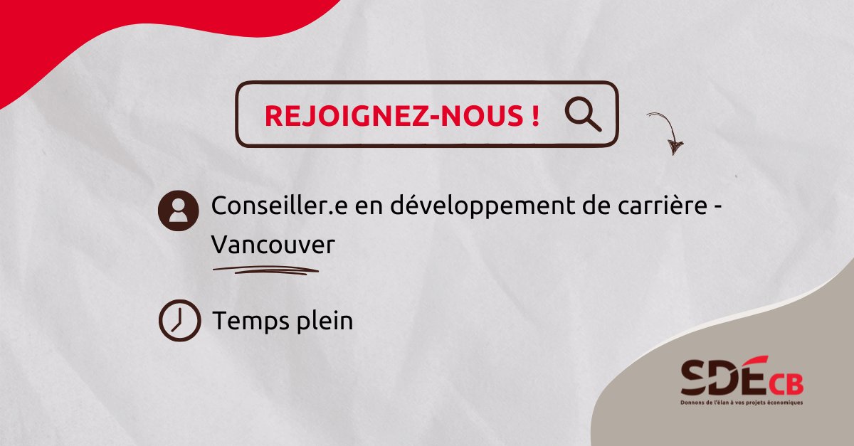 💥 La SDÉCB recrute ! ✨

Vous êtes passionné.e par l’accompagnement des talents francophones et le développement de carrière ? Rejoignez-nous !
👉 loom.ly/1tMzJc4

 #Emploi #Recrutement #FrancophonieCB
