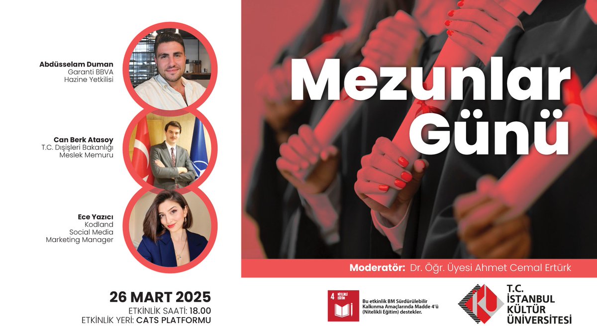 Yapılması planlanan mezunlar günü etkinliğimiz ileri bir tarihe ertelenmiştir. Yeni etkinlik tarihi ilerleyen günlerde bölümümüzün sosyal medya hesabından duyurulacaktır.